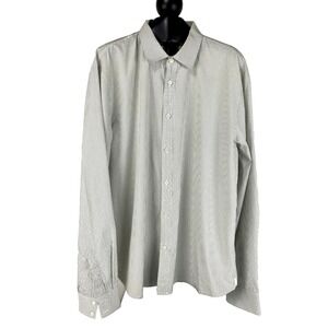 Armani Exchange AX Long Sleeve Shirt Men's XXL Striped Gray Soft Cotton Slim Fit